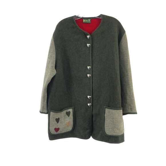Brex Jagd Trachten Wool Patchwork Womens Cardigan, Green, Size 44, Preowned - Picture 1 of 5